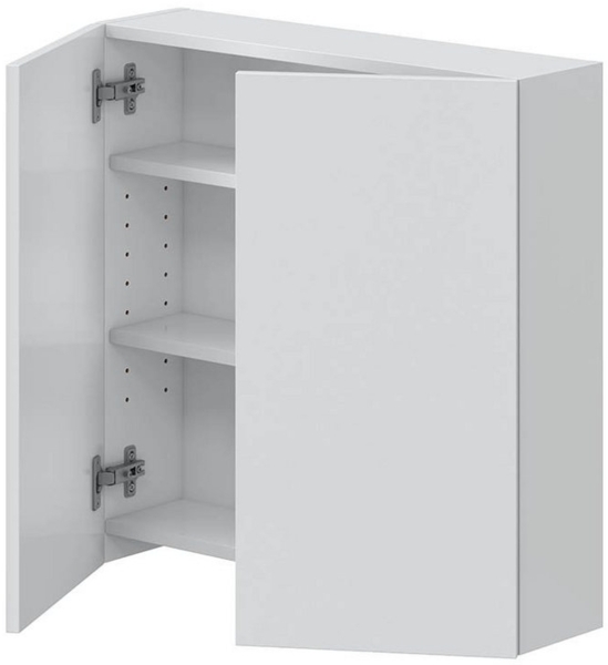 Hängeschrank >DESTAL< 2 Türen, 2 Böden, in Weiß glänzend - 60x60x16 (BxHxT)