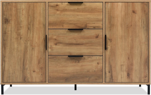 BlingBin Schubkastenkommode Sideboard Highboard für Schlafzimmer Wohnräume (1 St, mit 2 Türen und 3 Schubladen, 120 x 40 x 76 cm)