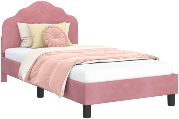 vidaXL Kinderbettgestell mit Kopfteil Rosa 80x160 cm Samt 42010939