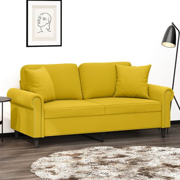 vidaXL 2-Sitzer-Sofa mit Zierkissen Gelb 140 cm Samt 3200951