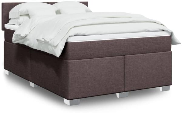 vidaXL Boxspringbett mit Matratze Dunkelbraun 140x200 cm Stoff 3288207