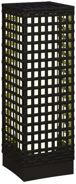 Outsunny LED Solarleuchte Rattan Solarlampe, Wasserdichte Wegleuchte mit Lichtsensor, Solarbetrieben, Lichtsensor, Wasserdicht, LED, Weiß, Stahl, Schwarz, 15,5 x 15,5 x 46 cm