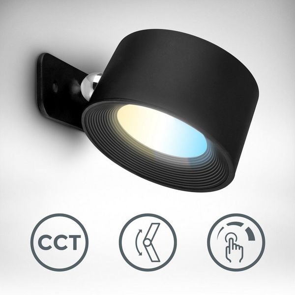 B.K.Licht LED Wandleuchte BKL1597 Magnetische Akku Wandlampe, 3-Stufen Dimmer, mit USB-C, CCT - über Fernbedienung, LED fest integriert, Tageslichtweiß, CCT-Funktion, 150Lm, 2W, 14h Leuchtdauer, 4,5 x 8 x 9,5 cm, Schwarz