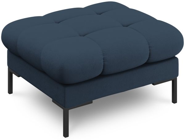 Micadoni Hocker Mamaia 1-Sitzer Strukturierter Stoff Neve Blau schwarze Beine