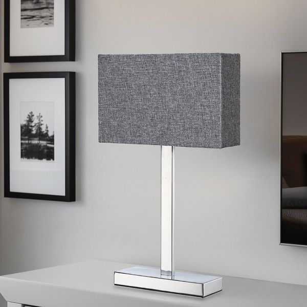STANBOW Tischleuchte Tischlampe mit Leinenschirm & Metallsockel im Modern-Stil, ohne Leuchtmittel, Grauer Leinenschirm, E27 - für Sideboard & Nachttisch