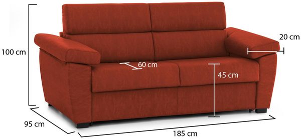 Dmora 2-Sitzer festes Sofa Pisogne, Lineares Sofa für Wohnzimmer, gepolstert, abnehmbarer Bezug, 100 % Made in Italy-Qualität, 185x95 h100 cm, Orange Bild 3