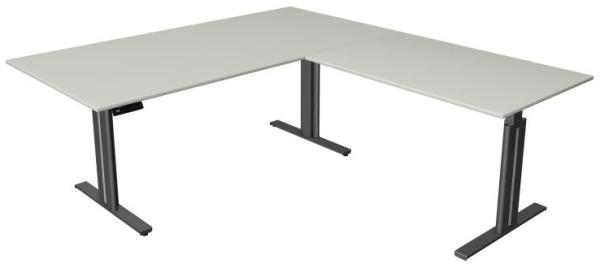 Kerkmann Schreibtisch Sitz-Stehtisch MOVE 3 elegant 200x100x72-120cm mit Anbauelement elektr. höhenverstellbar lichtgrau
