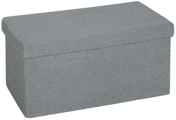 HOMCOM Sitzbank mit Stauraum faltbar Polsterbank mit Samtoptik (Sitztruhe, 1-St, Truhenbank), für Wohnzimmer Schlafzimmer Flur 76 x 38 x 38 cm, Dunkelgrau