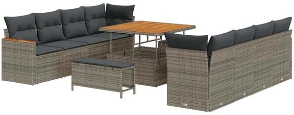 vidaXL Gartensofa-set mit Kissen 12 pcs Grau Poly-Rattan 3364978 Bild 2