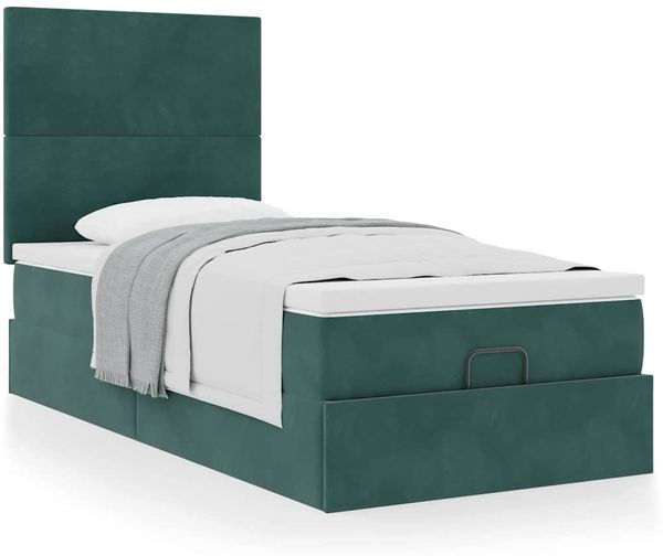 vidaXL Ottoman-Bett mit Matratzen Dunkelgrün 80x200 cm Samt 3313364 Bild 4
