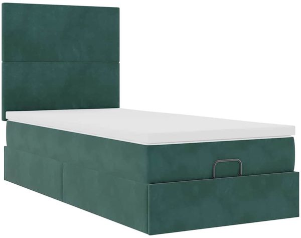 vidaXL Ottoman-Bett mit Matratzen Dunkelgrün 80x200 cm Samt 3313364 Bild 6