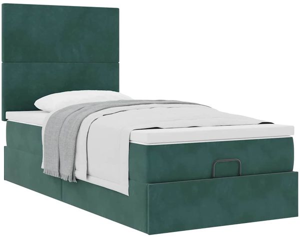 vidaXL Ottoman-Bett mit Matratzen Dunkelgrün 80x200 cm Samt 3313364 Bild 5