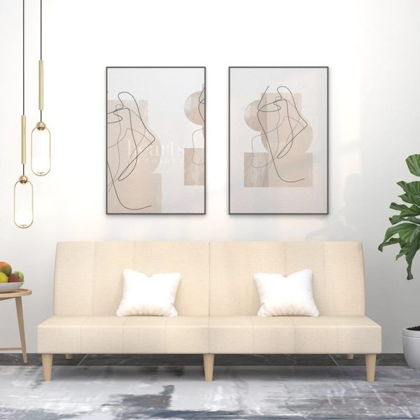 Schlafsofa 2-Sitzer, Moderne Sofa Creme Stoff