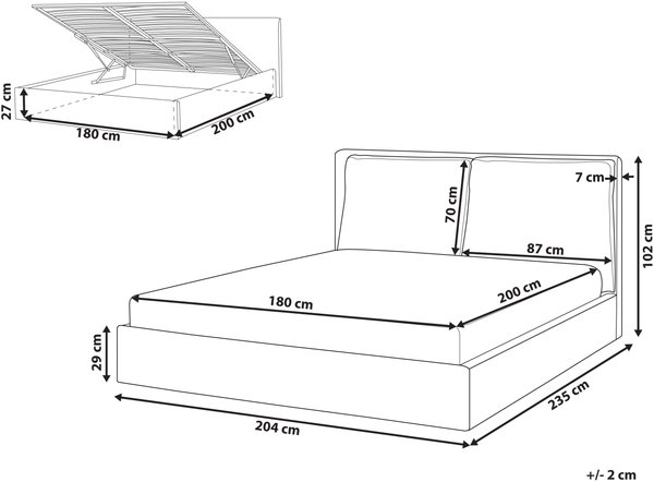 Bett mit Stauraum BAJONNA Stoff Beige 180 x 200 cm Bild 2