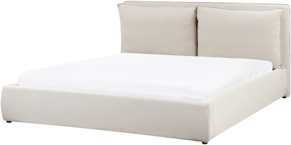 Bett mit Stauraum BAJONNA Stoff Beige 180 x 200 cm Bild 4