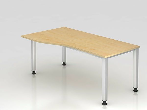 Schreibtisch QS18 4Fuß eckig 180x100 / 80cm Nussbaum Gestellfarbe: Silber Bild 5