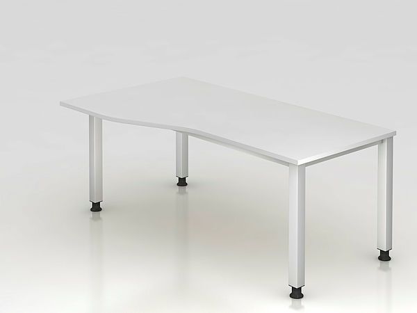 Schreibtisch QS18 4Fuß eckig 180x100 / 80cm Nussbaum Gestellfarbe: Silber Bild 4