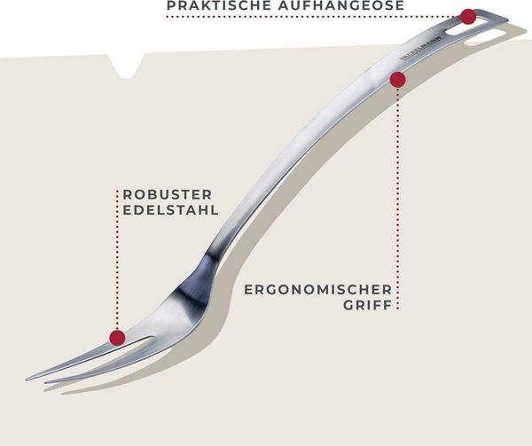 FACKELMANN Fleischgabel Bratengabel, Grillgabel, Küchengabel, Edelstahl Gabel