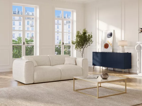 Vente-unique - POGNIA Sofa Stoff Beige - B 100 cm x H 73 cm x L 216 cm