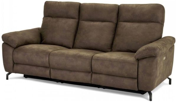3-Sitzer Relaxsofa Astella Stoff Taupe - Elektrisches Sofa mit Liegefunktion & USB