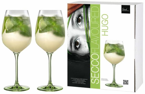 Eisch Hugoglas 2er Set Secco Flavoured, mit grünem Fuß, Aperitifglas, Kristallglas, Grün, 710 ml, 15512021