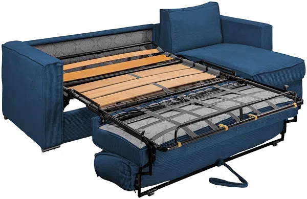 Vente-unique - LORETO Sofa SamtStoff Blau - B 223 cm152 cm x H 90 cm x L 298 cm Bild 5