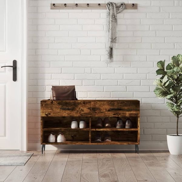 vidaXL Schuhbank Räuchereiche 102x35x55 cm Holzwerkstoff 829761