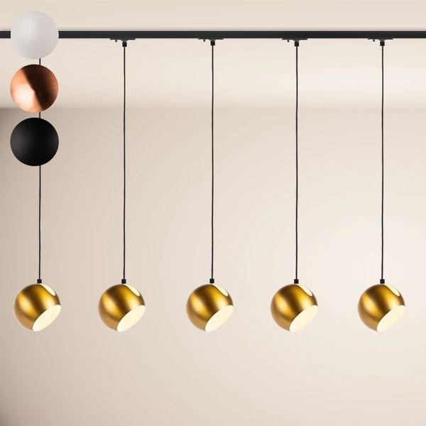 s.luce Ball Esszimmerlampe 1-Phasen-Schiene Endeinspeiser Ø 20cm Weiß