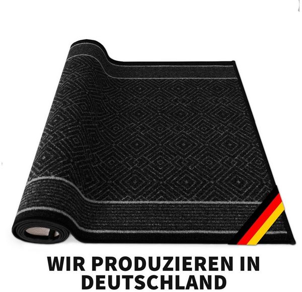Karat Teppich Läufer Olymp, Flur Teppichläufer im Rauten Design, rutschhemmender Gelrücken, Polyamid Flurläufer für Flur & Wohnzimmer