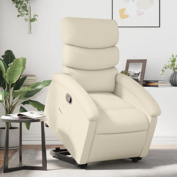 vidaXL Relaxsessel mit Aufstehhilfe Creme Kunstleder 3204041