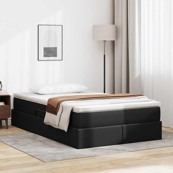 vidaXL Aufbewahrungsbett mit Matratze Schwarz 120 x 200 cm Kunstleder 3370158