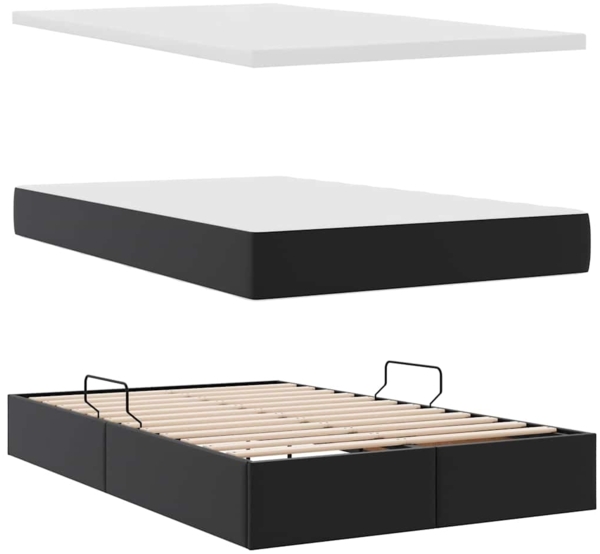 vidaXL Aufbewahrungsbett mit Matratze Schwarz 120x200 cm Kunstleder 3370158 Bild 7