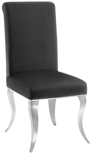 riess-ambiente Esszimmerstuhl MODERN BAROCK DELUXE schwarz/silber - Samt-Bezug, Edelstahlbeine (Einzelartikel, 1 St), weiche Polsterung & Barock Design - ideal für Esszimmer & Schminktisch