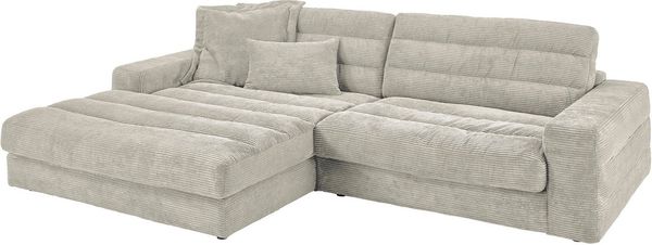 3C Candy Ecksofa Stripes L-Form, Lose Rückenkissen, mit feiner Quersteppung, Cord-Bezug