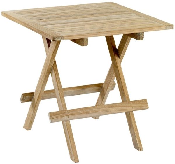 Gartenbeistelltisch Opal aus Teakholz, klassisch klappbar, natur, quadratisch 50x50 cm