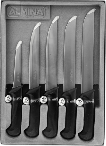 5-teiliges Messer-Set in Schwarz ideal zum Schneiden, Stechen & Entbeinen