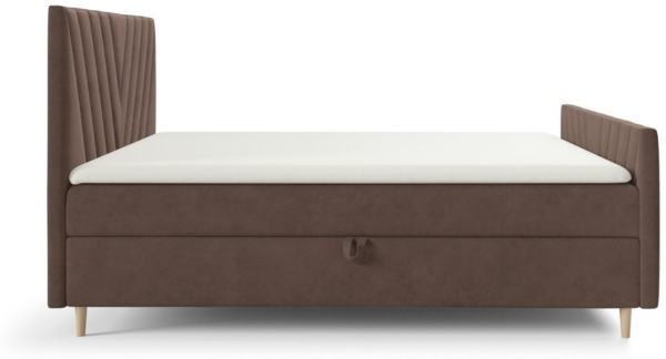 Boxspringbett Schlafzimmerbett CARLITO PREMIUM 200x200cm Stoff Fresh Braun Bild 3