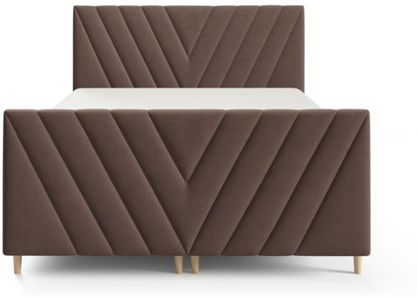 Boxspringbett Schlafzimmerbett CARLITO PREMIUM 200x200cm Stoff Fresh Braun Bild 2