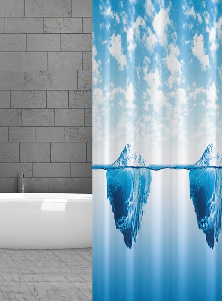 Textil Duschvorhang Eisberg Blau Weiß 120x200 cm