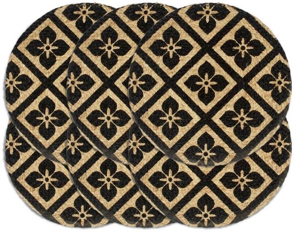 vidaXL Tischsets 6 Stk. Schwarz 38 cm Rund Jute 133869
