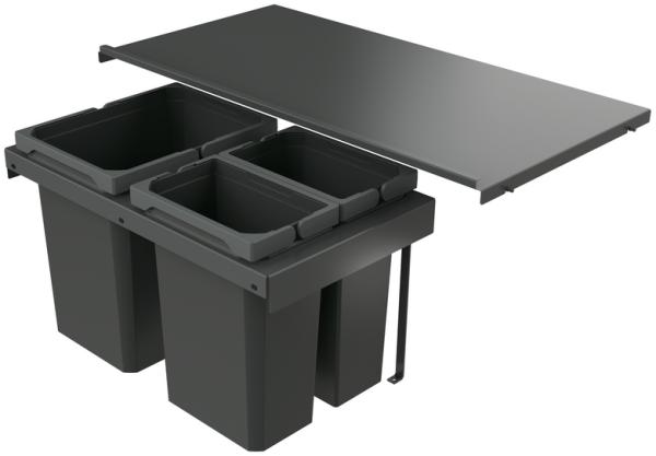 Naber 8013421 Abfallsammler Cox Stand-UP® 350 K/800-3, anthrazit, 30,5 (2x7,5/1x15,5) Liter / 80 cm Schrankbreite Bild 1