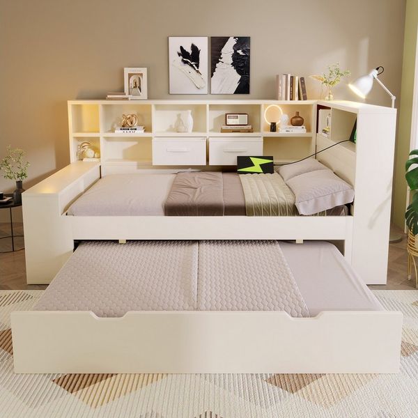 STILVORA Polsterbett 90x200 Schlafsoafa mit bettfunktion Tagesbett ausziehbar Holzbett (Holzbett, Funktionsbett, 1-tlg, Großzügiger Stauraum, hochwertigen Platten), Platzsparendes Doppel- & Jugendbett
