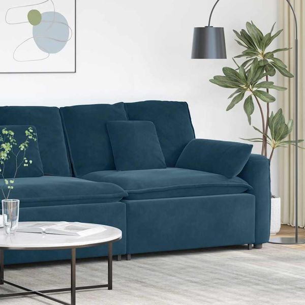 vidaXL Modulares Sofa Endmodul mit Armlehne Kissen Blau 100 cm 4104398