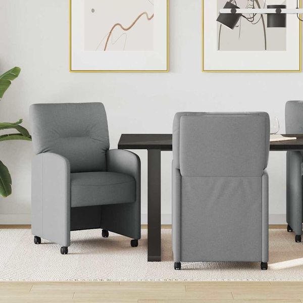 vidaXL Esszimmerstühle mit Rollen 2 pcs Hellgrau 57 x 67 x 95 cm Stoff 42017847