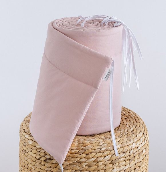 Loolay Bettnestchen ROSA Altrosa BIO-Baumwolle Atmungsaktives Babybett BETTUMRANDUNG, (Modern GESCHENK Ausstattung Erstausstattung für Neugeborene Mädchen, Umrandung Kopfschutz Bett Schutz Bettschlange 420, 360, 210, 180x30cm), 100% Europäische Premium...