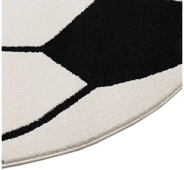 Carpetia Kinderteppich Runder Fußball-Teppich Kinderzimmer & Spielzimmer in schwarz weiß, rund, Höhe: 12 mm