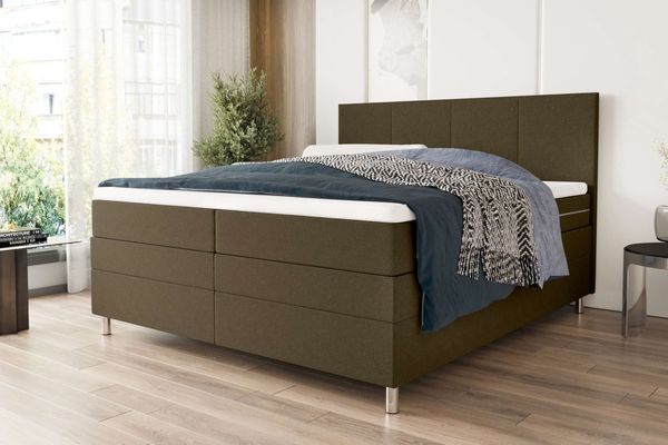 99rooms Orion Boxspringbett 140x200 cm Strukturstoff NEVE Olive