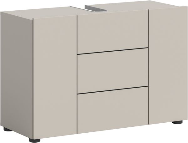 Waschbeckenunterschrank (B/H/T: 82x56x34 cm) in Kaschmir Nachbildung und schwarz