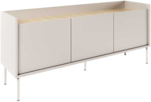 Selsey 'Tovi' TV-Schrank 3-türig, 140 cm, Kaschmirgrau / Holzoptik Eiche