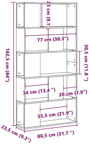 vidaXL Bücherregal 5 Böden Schwarz 80,5x23,5x162,5 cm Holzwerkstoff 852772 Bild 8